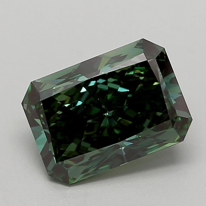 4.00 Ct. Fancy Vivid  Green Radiant Lab Grown Diamond