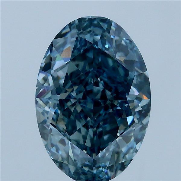 3.12 Ct. Fancy Vivid Green Blue Oval Lab Grown Diamond
