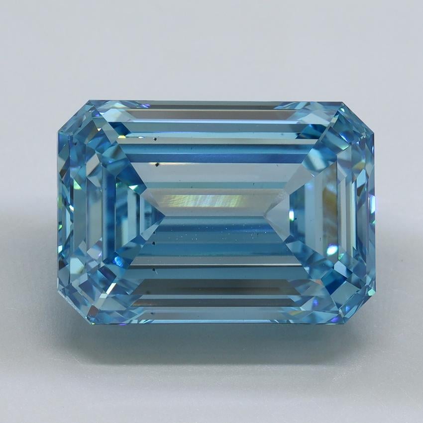 11.07 Ct. Fancy Vivid Malibu Blue Emerald Lab Grown Diamond