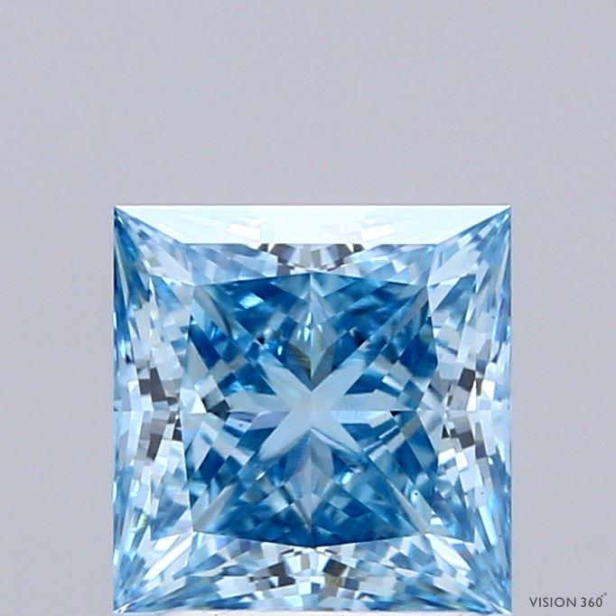 2.01 Ct. Fancy Vivid Blue Princess Lab Grown Diamond