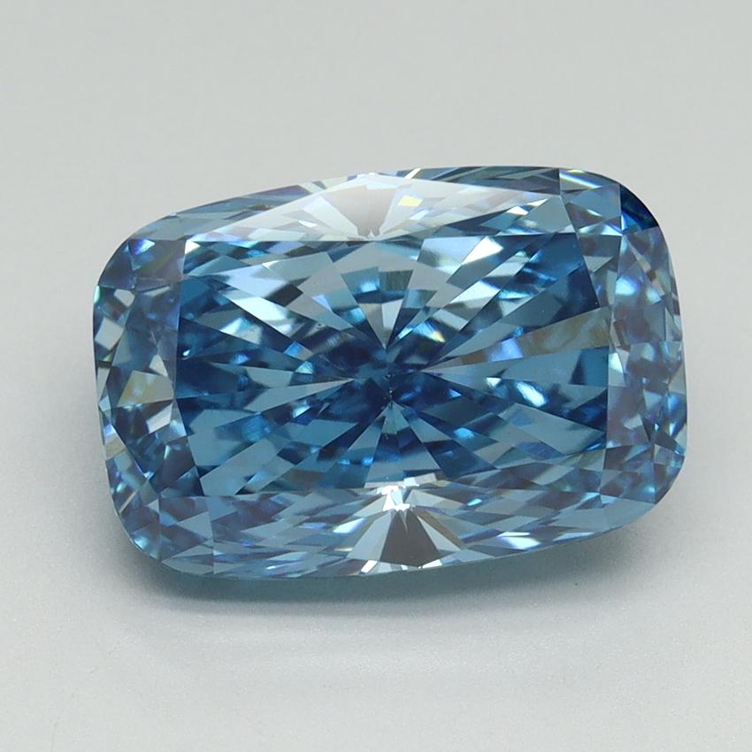 4.58 Ct. Fancy Vivid Malibu Blue Cushion Lab Grown Diamond