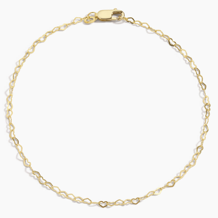 Goldum NYC 7.5 Inch Heart Toggle Tag Oval Chain Charm Bracelet - Real 14K Yellow Gold, Engravable