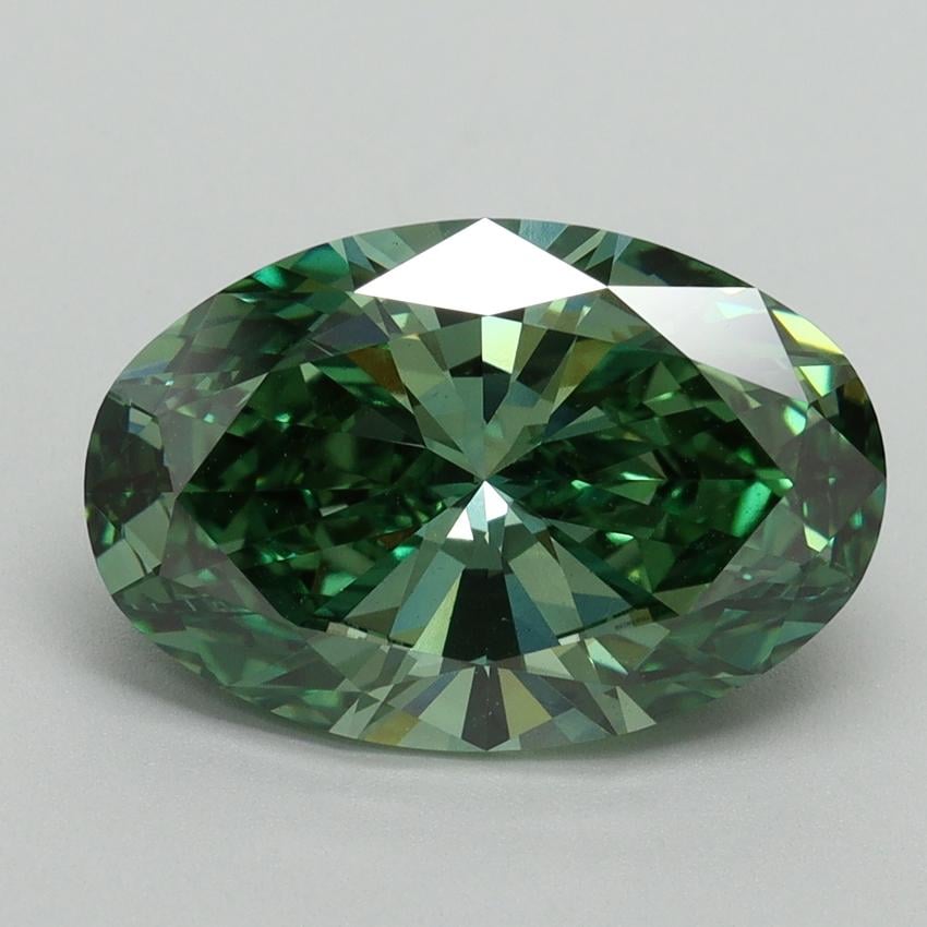 4.01 Ct. Fancy Vivid Green Oval Lab Grown Diamond
