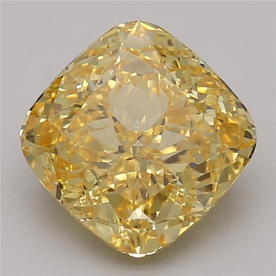 3.73 Ct. Fancy Vivid Yellow Cushion Lab Grown Diamond