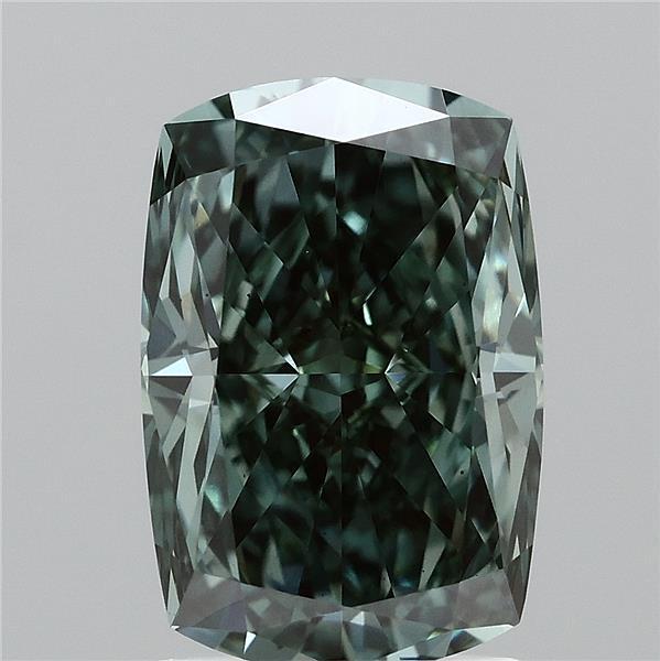 2.05 Ct. Fancy Vivid Green Cushion Lab Grown Diamond