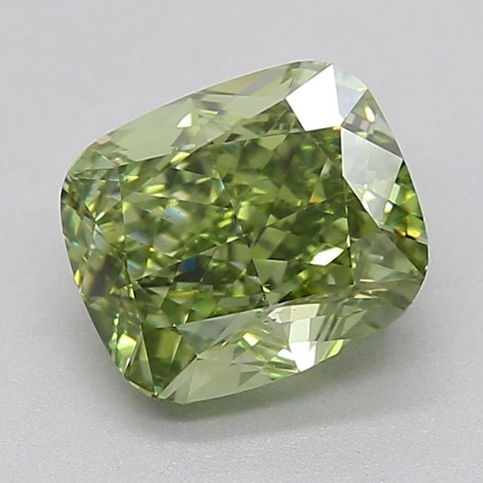 2.00 Ct. Fancy Vivid  Green Cushion Lab Grown Diamond