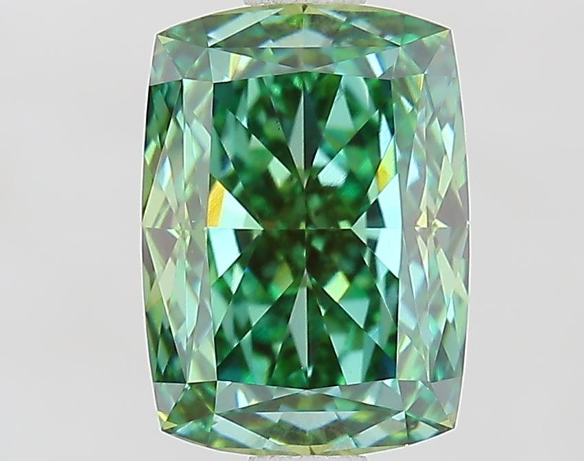 1.83 Ct. Fancy Vivid Green Cushion Lab Grown Diamond