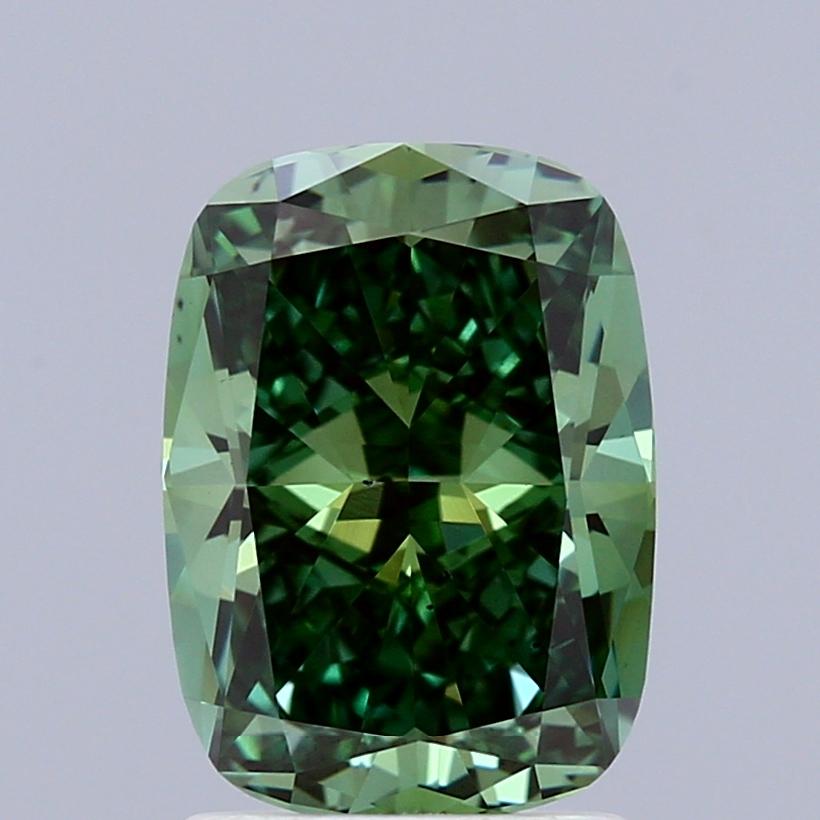 1.80 Ct. Fancy Vivid  Green Cushion Lab Grown Diamond