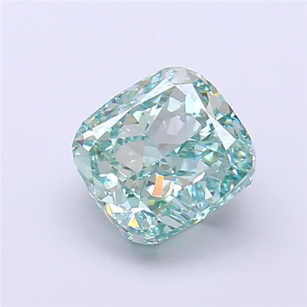 2.01 Ct. Fancy Vivid  Green Cushion Lab Grown Diamond