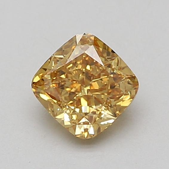 1.06 Ct. Fancy Vivid Brownish Yellow Cushion Lab Grown Diamond