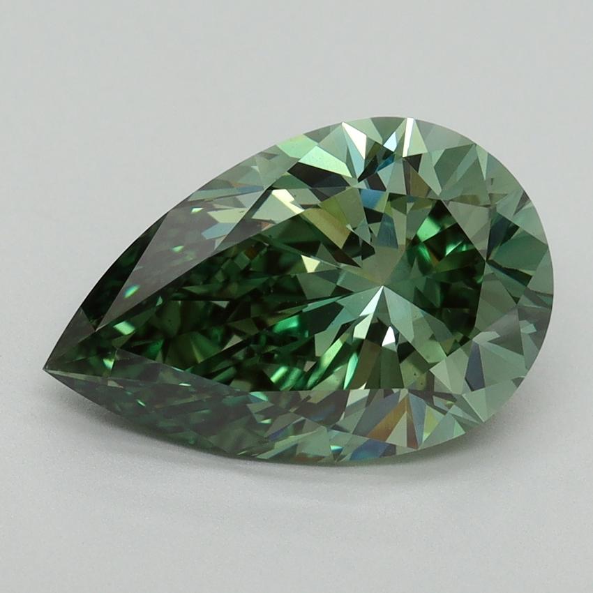 3.51 Ct. Fancy Vivid Green Pear Lab Grown Diamond