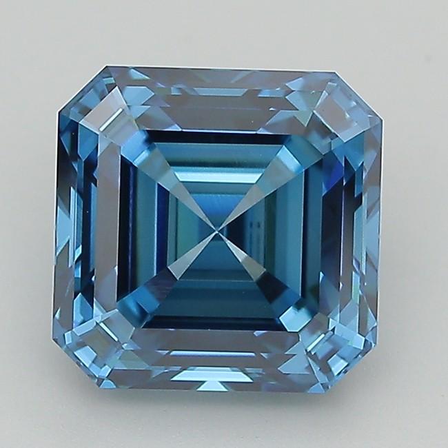 5.12 Ct. Fancy Vivid  Blue Asscher Lab Grown Diamond