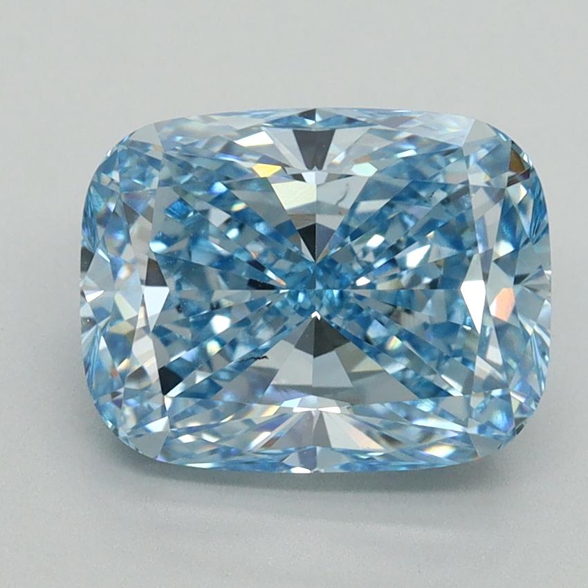 3.02 Ct. Fancy Vivid Blue Cushion Lab Grown Diamond