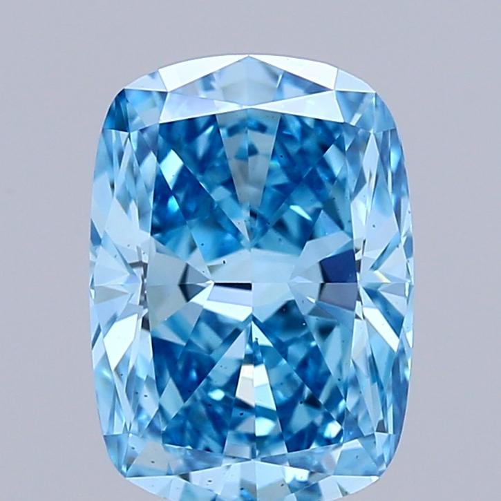 1.55 Ct. Fancy Vivid  Blue Cushion Lab Grown Diamond