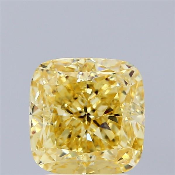 2.59 Ct. Fancy Vivid Yellow Cushion Lab Grown Diamond