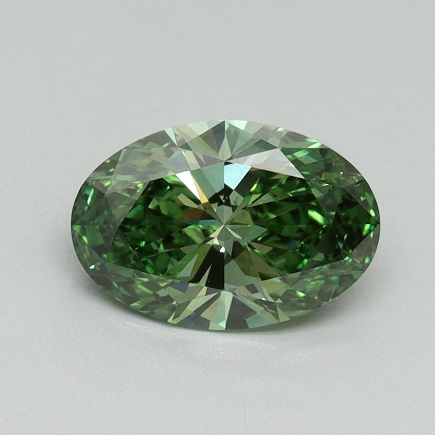 1.27 Ct. Fancy Vivid Green Oval Lab Grown Diamond