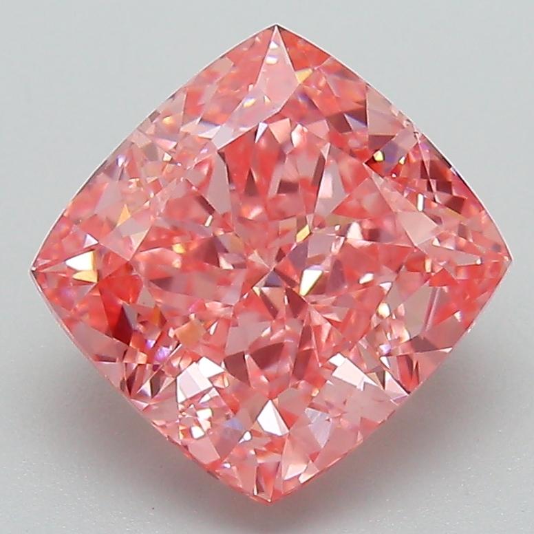 3.17 Ct. Fancy Vivid Pink Cushion Lab Grown Diamond
