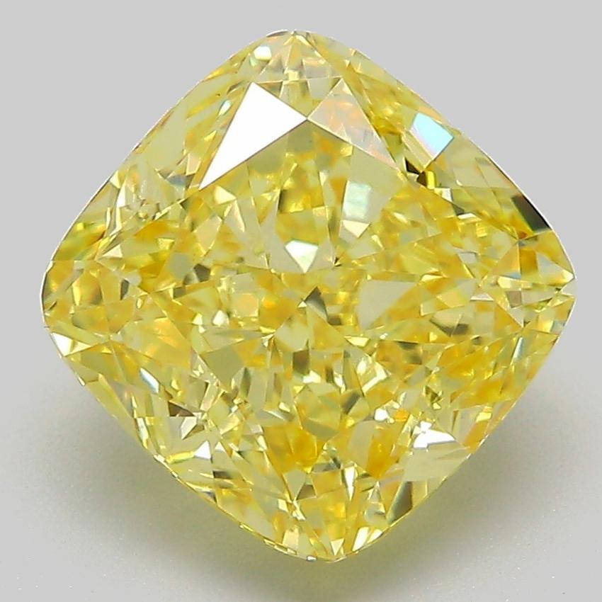 4.54 Ct. Fancy Intense Yellow Cushion Lab Grown Diamond