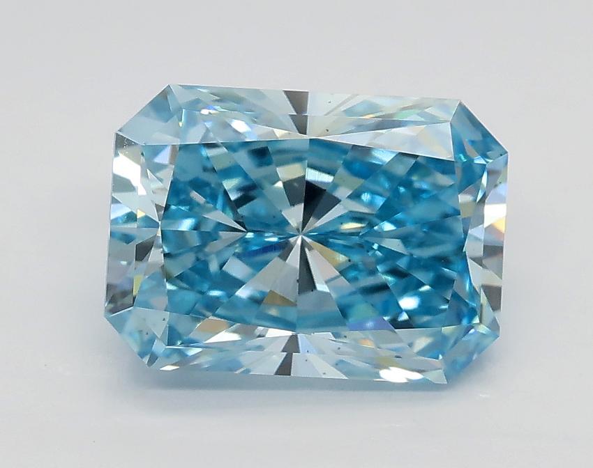 2.50 Ct. Fancy Vivid Greenish Blue Radiant Lab Grown Diamond
