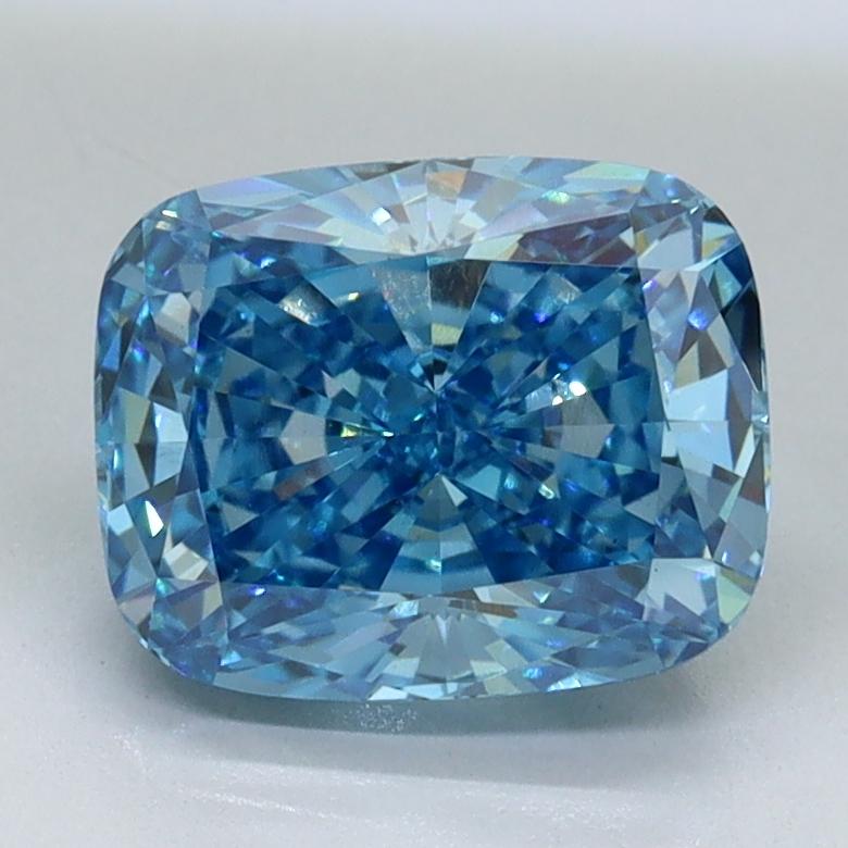 2.01 Ct. Fancy Vivid Malibu Blue Cushion Lab Grown Diamond