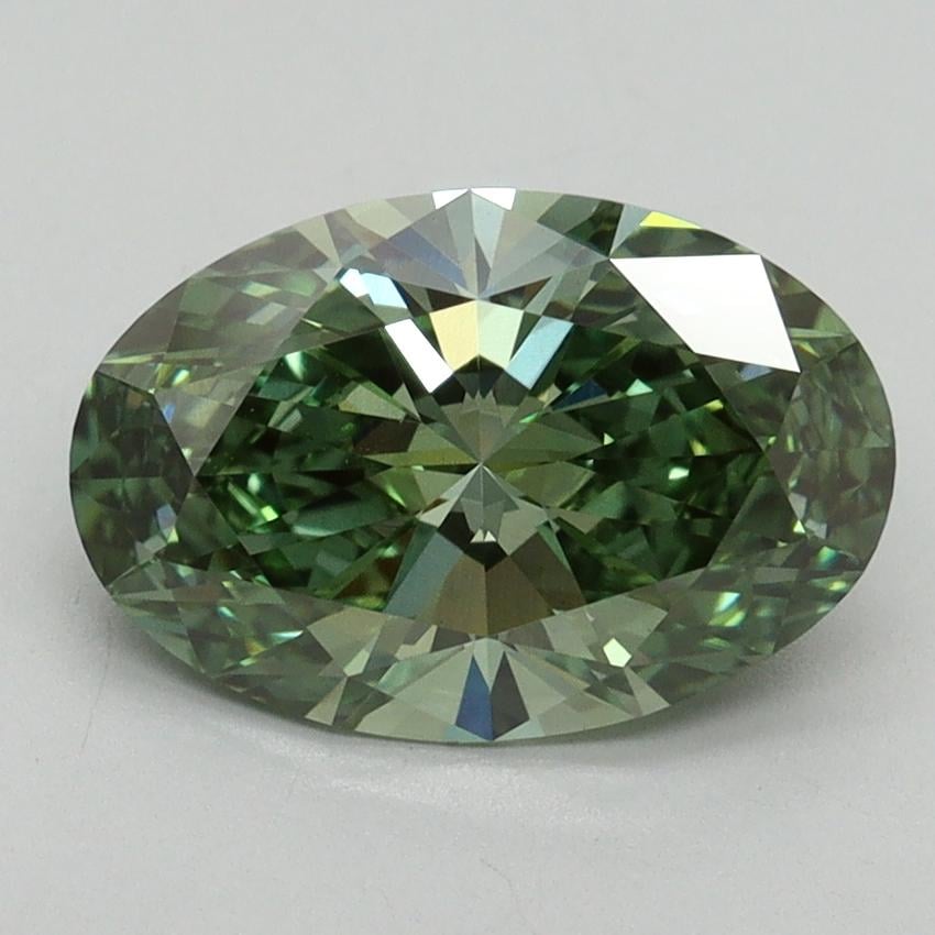 2.09 Ct. Fancy Vivid Pacific Green Oval Lab Grown Diamond