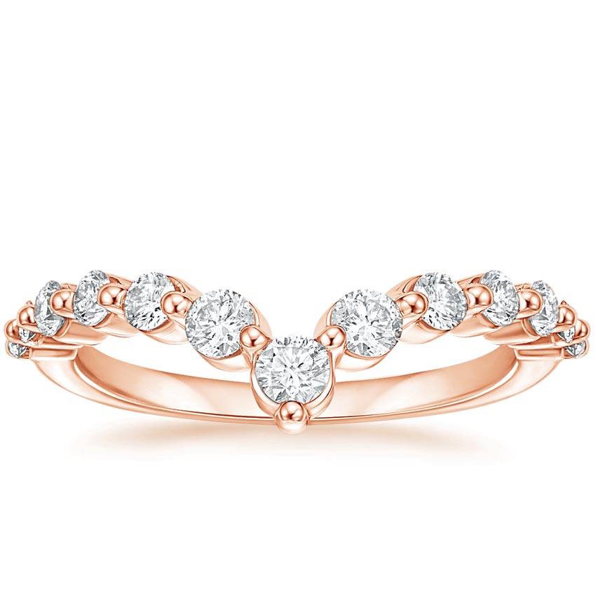 14K Rose Gold Tapered Milan Diamond Ring, large top view