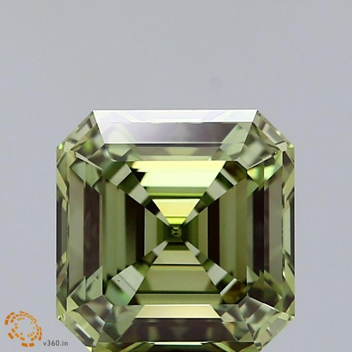 3.00 Ct. Fancy Vivid Green Asscher Lab Grown Diamond
