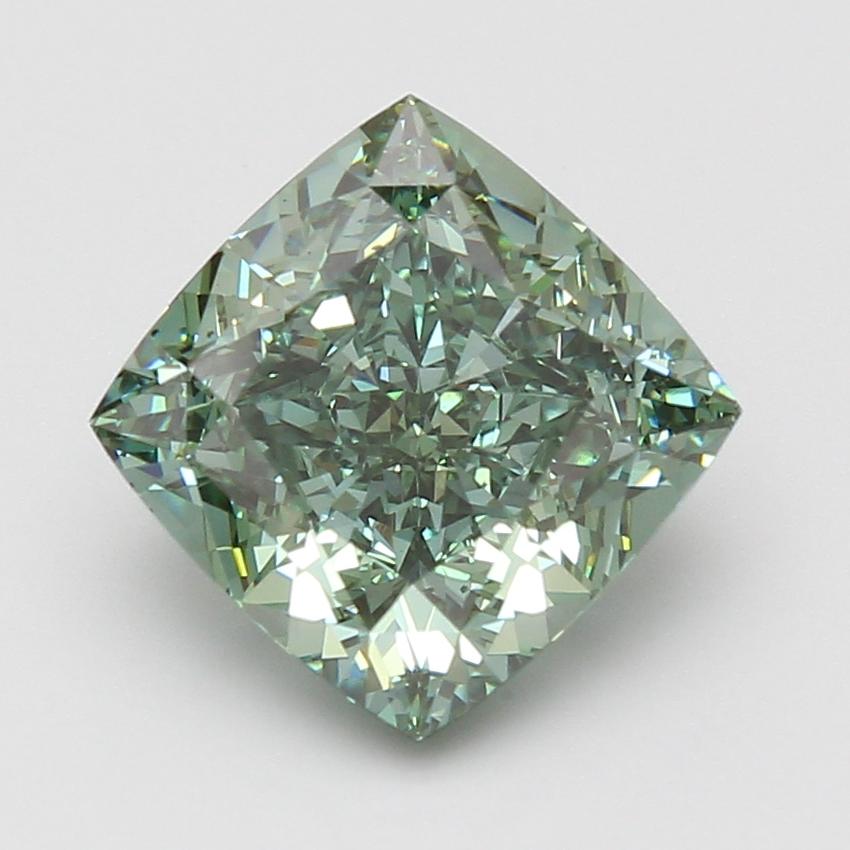 5.11 Ct. Fancy Vivid Green Cushion Lab Grown Diamond