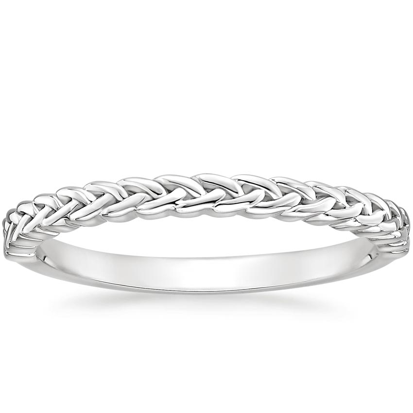 18K White Gold Celtic Twist Wedding Ring, large top view