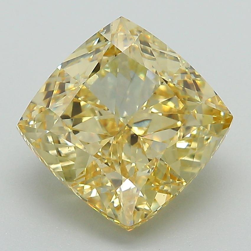 5.01 Ct. Fancy Vivid Yellow Cushion Lab Grown Diamond