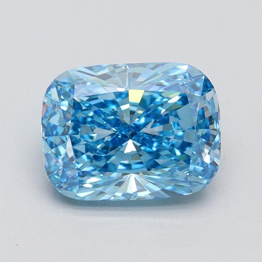 2.37 Ct. Fancy Vivid Malibu Blue Cushion Lab Grown Diamond