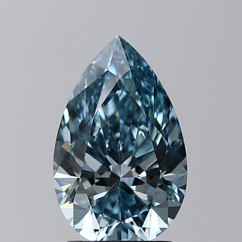 1.72 Ct. Fancy Intense Greenish Blue Pear Lab Grown Diamond