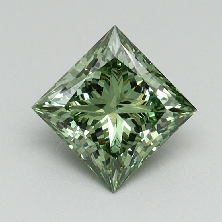 1.04 Ct. Fancy Vivid Green Princess Lab Grown Diamond