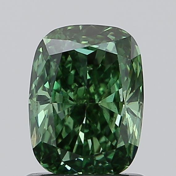 1.00 Ct. Fancy Vivid  Green Cushion Lab Grown Diamond