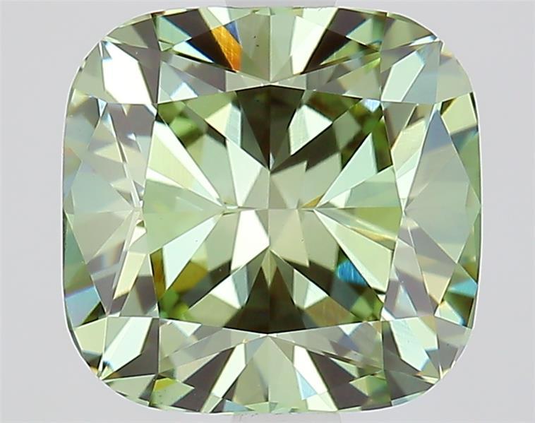 2.32 Ct. Fancy Vivid Green Cushion Lab Grown Diamond