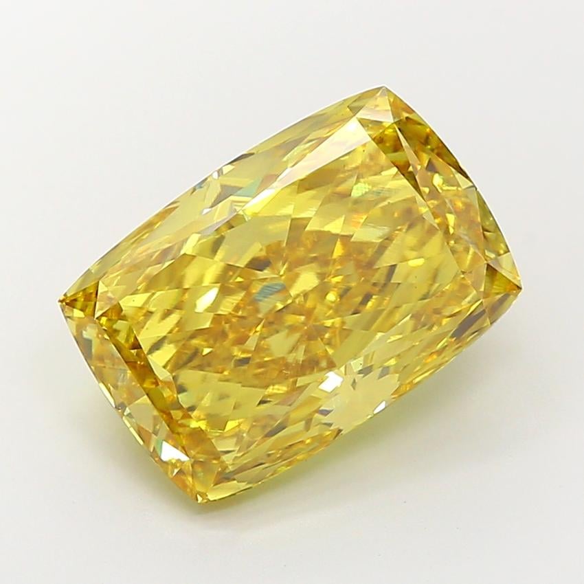 10.09 Ct. Fancy Vivid New_Mst Yellow Cushion Lab Grown Diamond