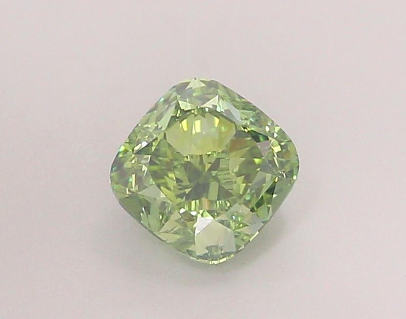 1.37 Ct. Fancy Vivid Green Cushion Lab Grown Diamond