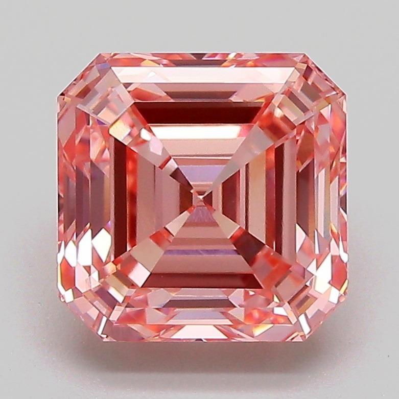 3.10 Ct. Fancy Vivid Pink Asscher Lab Grown Diamond