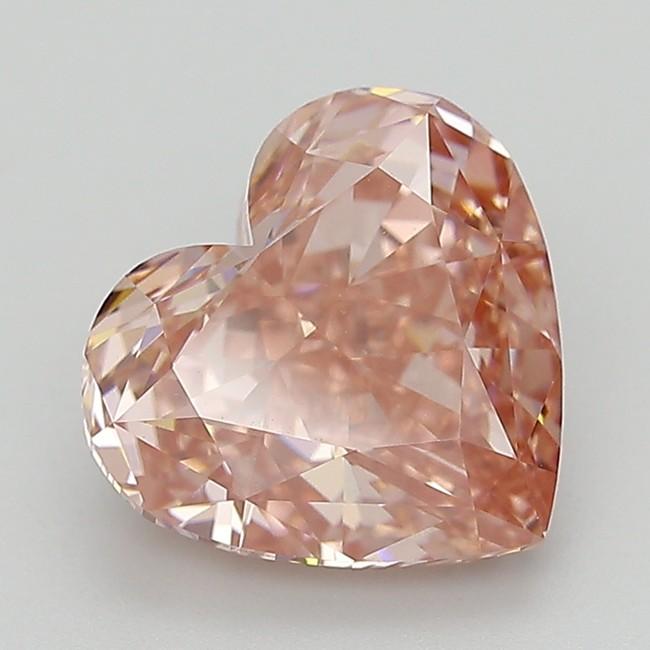 3.54 Ct. Fancy Vivid Brownish Pink Heart Lab Grown Diamond
