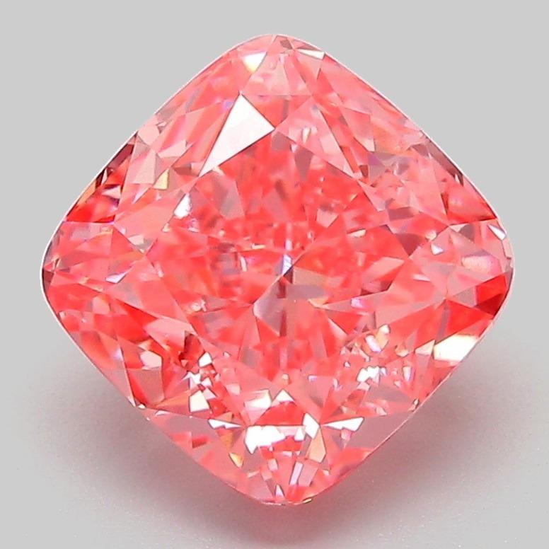 3.07 Ct. Fancy Vivid Pink Cushion Lab Grown Diamond