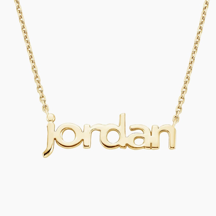 Name Necklace Solid 14k Gold nameplate necklace Personalized Brooklyn Style  