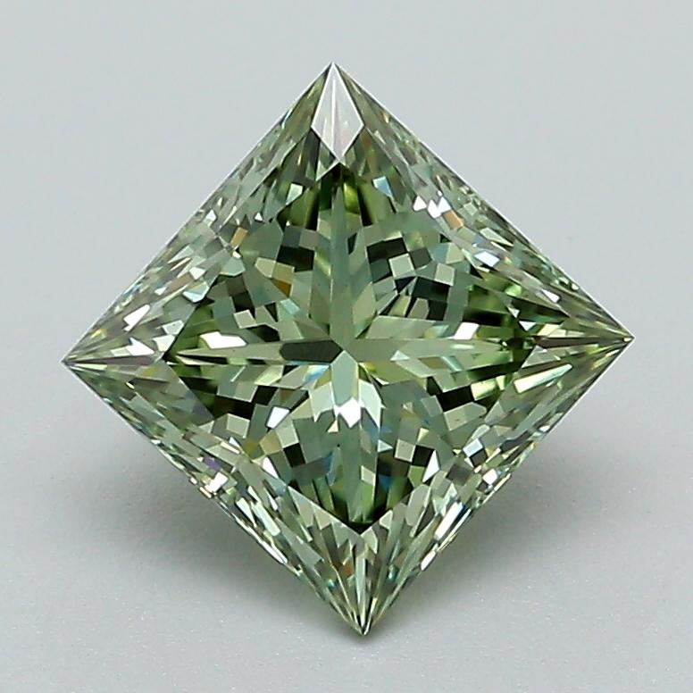 1.58 Ct. Fancy Vivid Green Princess Lab Grown Diamond
