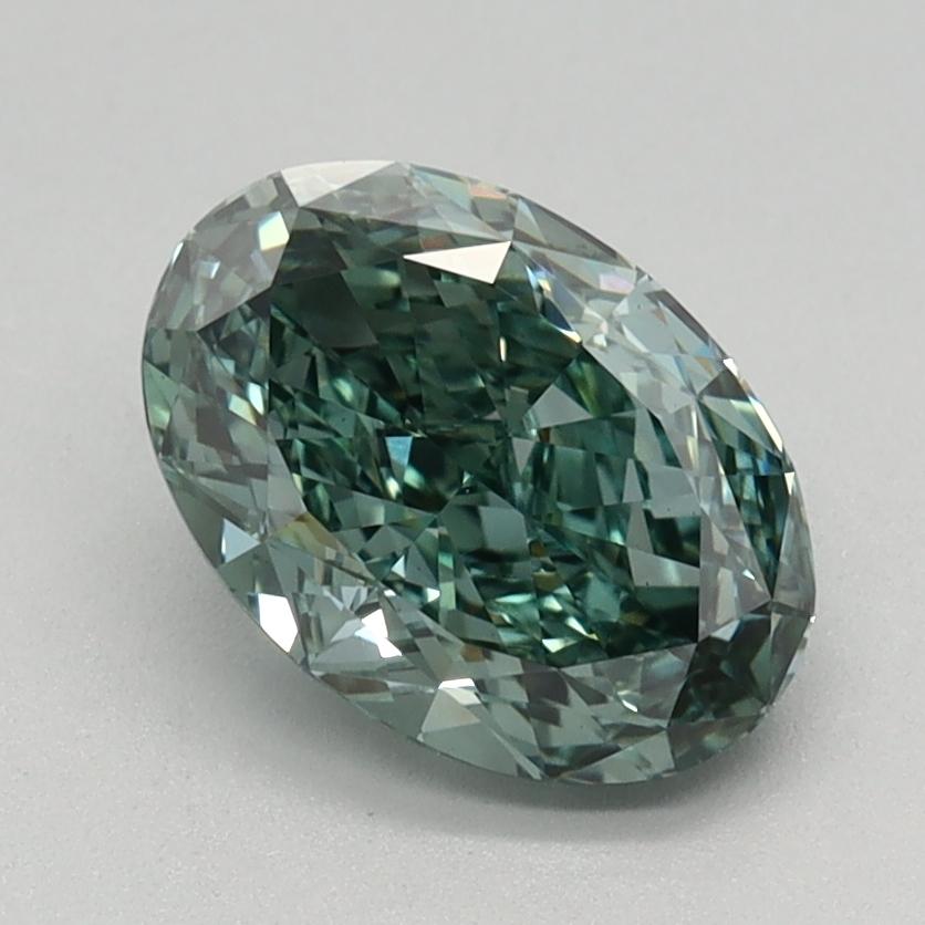 1.32 Ct. Fancy Vivid Bluish Green Oval Lab Grown Diamond