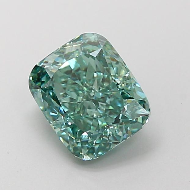 1.94 Ct. Fancy Vivid Green Cushion Lab Grown Diamond