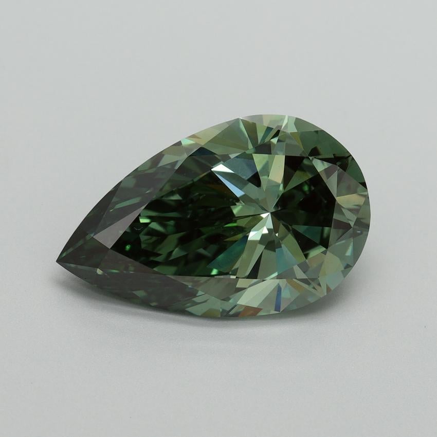 6.01 Ct. Fancy Vivid Pacific Green Pear Lab Grown Diamond