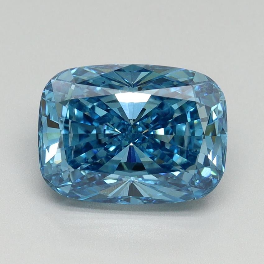 3.01 Ct. Fancy Vivid Blue Cushion Lab Grown Diamond