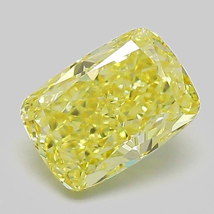 1.32 Ct. Fancy Vivid  Yellow Cushion Lab Grown Diamond