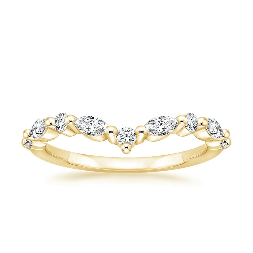 18K Yellow Gold Freesia Ring with Curved Versailles Diamond Ring ...