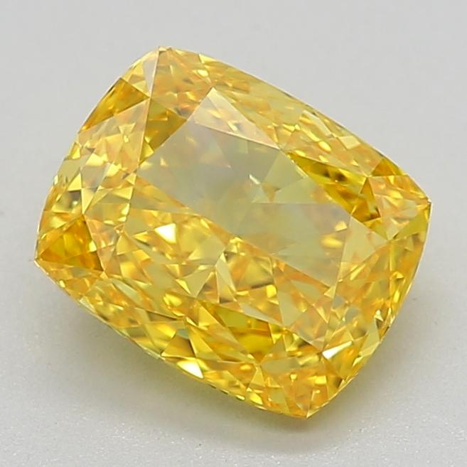 1.28 Ct. Fancy Vivid Yellow Cushion Lab Grown Diamond