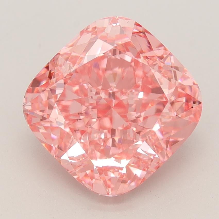 4.08 Ct. Fancy Vivid  Pink Cushion Lab Grown Diamond